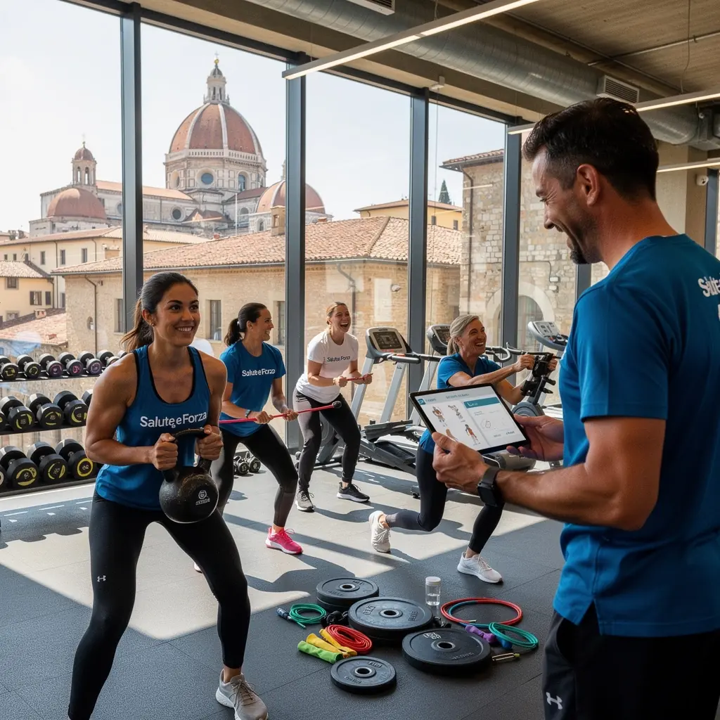 Esercizi di stretching eseguiti da un gruppo di partecipanti in una lezione di gruppo.