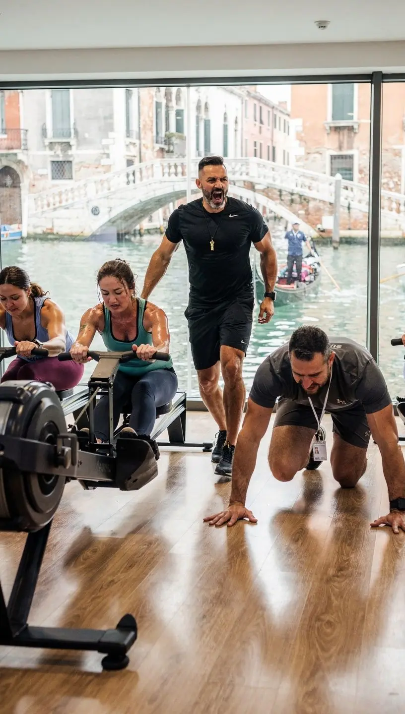 Attrezzatura da palestra all'avanguardia disposta in un ambiente luminoso e motivante.
